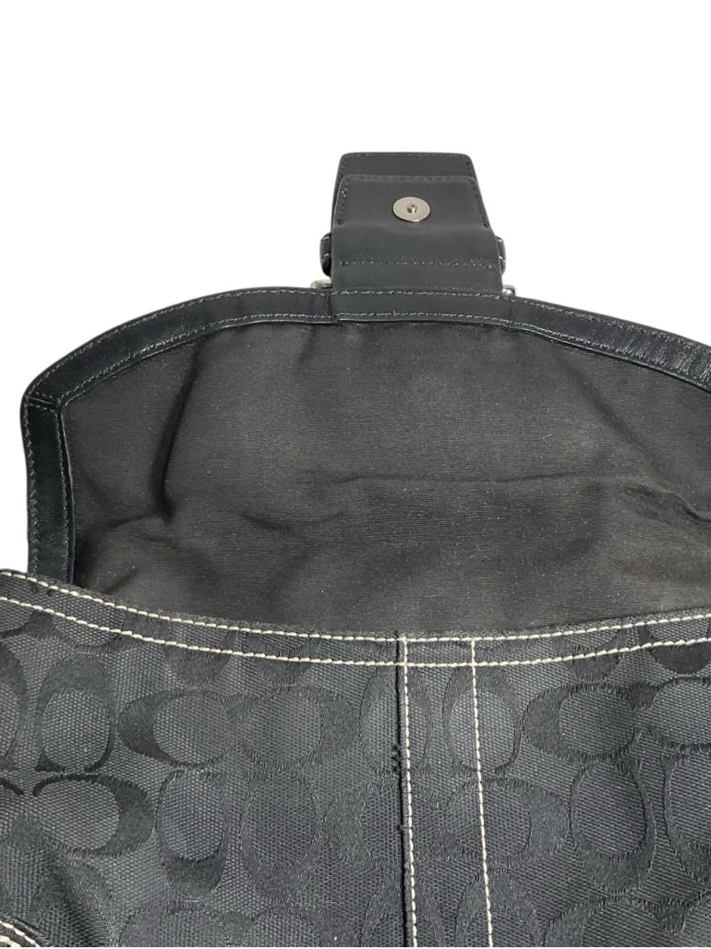 Coach Black Signature Canvas Buckle Hobo Shoulder Bag - Picture 11 of 16